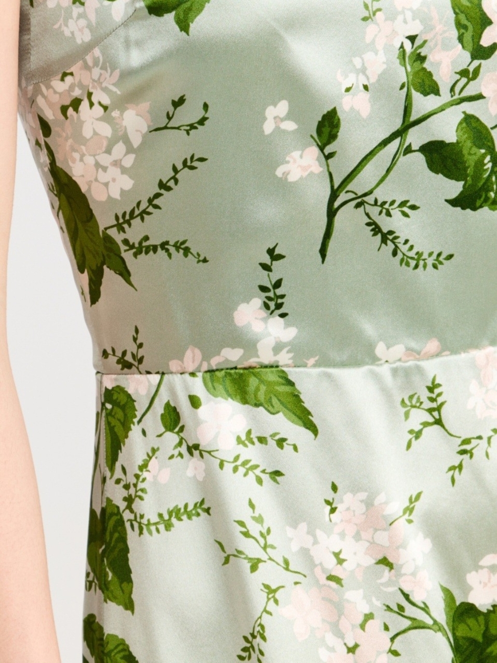 Reformation-Frankie Silk Dress-Sage Green Floral Maxi Dress - Picture 6 of 11